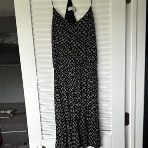 LOFT Black and White Patterned Backless Dress